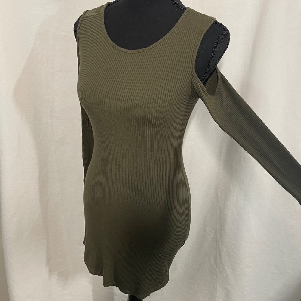 SEE YOU MONDAY small army green body con shoulder less dress